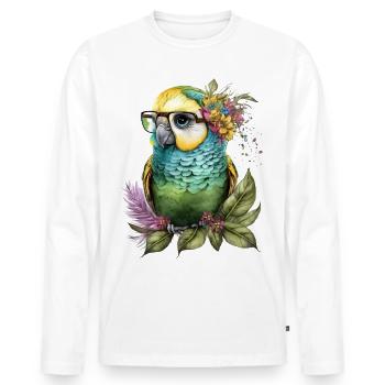 Lustiger Wellensittich - Männer Premium Bio Langarmshirt - Weiß - Vorne - Nico (187cm)