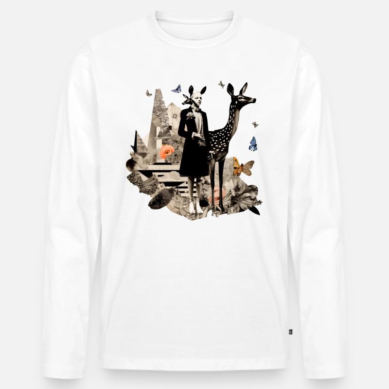Deer Emily - Männer Premium Bio Langarmshirt - Weiß