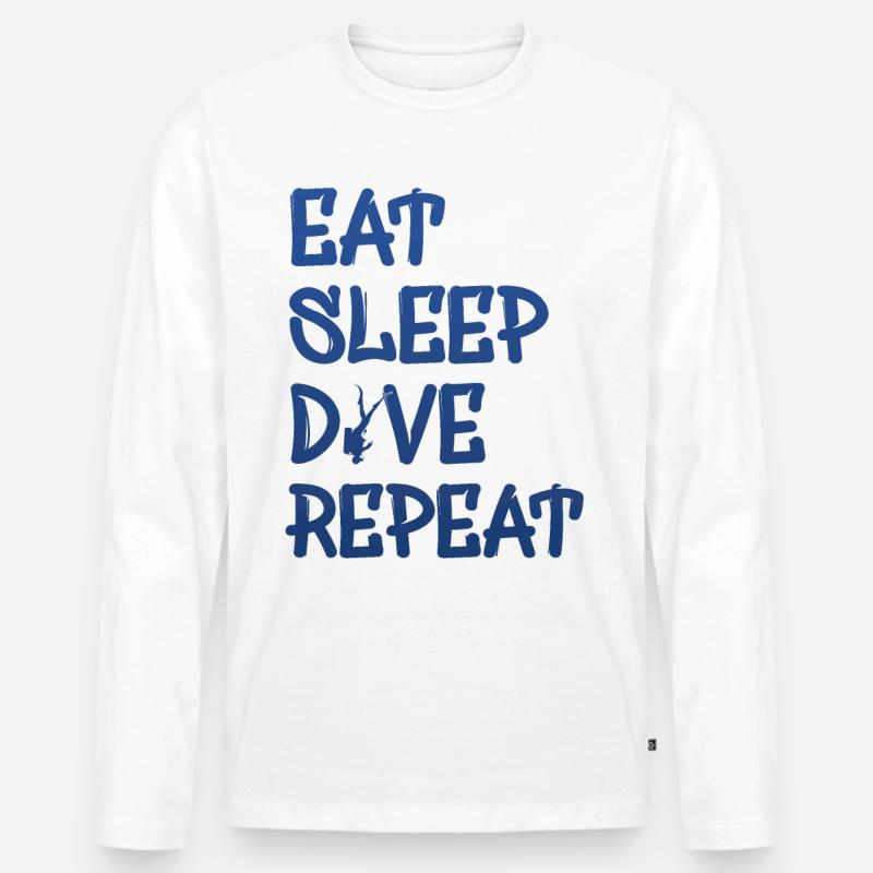 eat sleep dive repeat - Männer Premium Bio Langarmshirt - Weiß
