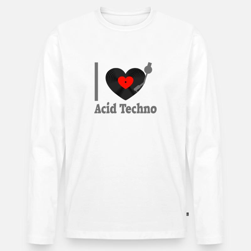 I love Acid Techno - Männer Premium Bio Langarmshirt - Weiß