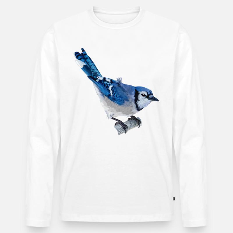 Blaue Chara - Männer Premium Bio Langarmshirt - Weiß