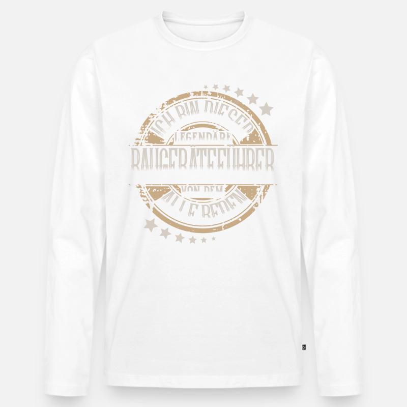 Baugeräteführer - Männer Premium Bio Langarmshirt - Weiß
