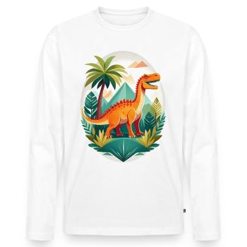 Dinosaurs in the jungle - Men's Premium Organic Long Sleeve Shirt - white - Front - Nico (187cm)