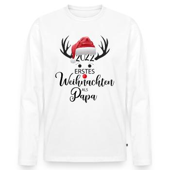 Rudolf Erstes Weihnachten als Papa - Männer Premium Bio Langarmshirt - Weiß - Vorne - Nico (187cm)
