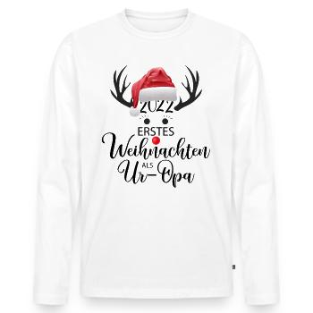 Rudolf Erstes Weihnachten als Ur Opa - Männer Premium Bio Langarmshirt - Weiß - Vorne - Nico (187cm)
