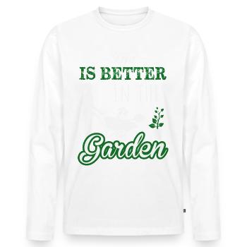 Hobby gardeners, fruit and vegetable gardeners - Men's Premium Organic Long Sleeve Shirt - white - Front - Nico (187cm)