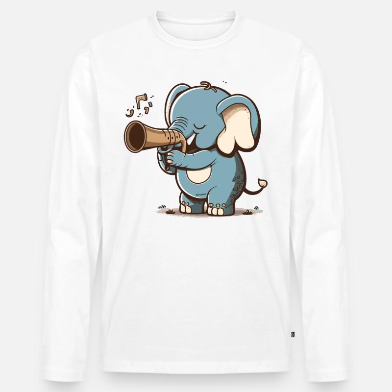 Jazz-Elefant - Männer Premium Bio Langarmshirt - Weiß