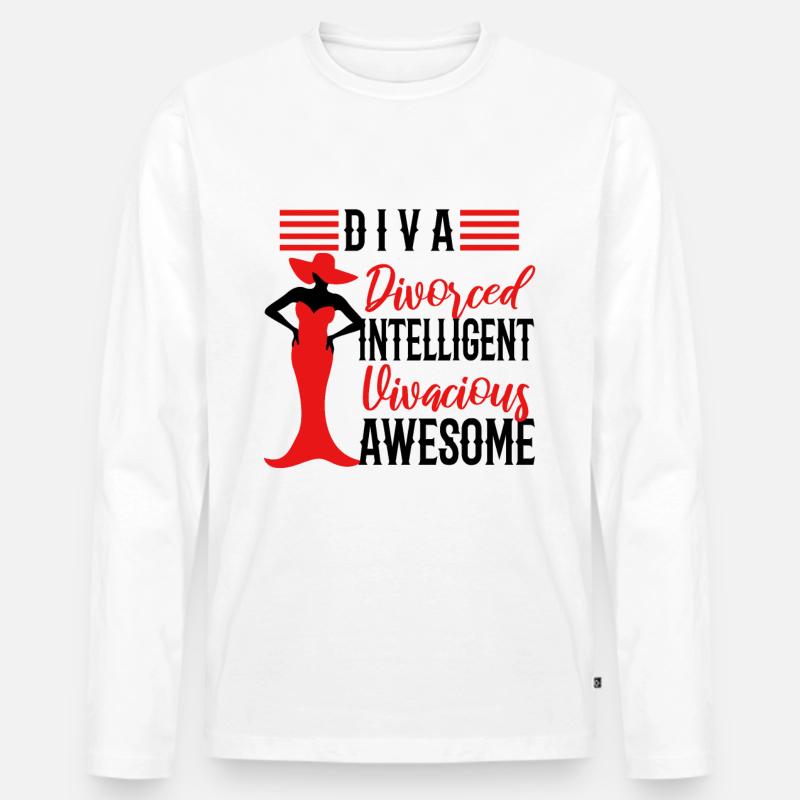 Divorce Diva - Männer Premium Bio Langarmshirt - Weiß
