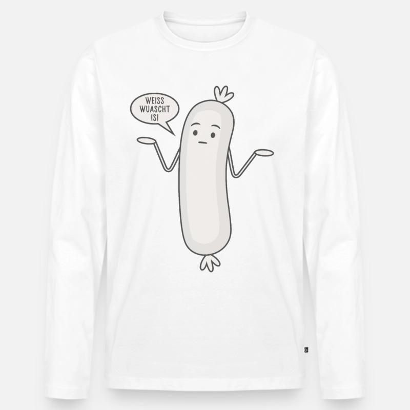 Weiss wuascht is - Spruch Wurst Lustige Weißwurst - Männer Premium Bio Langarmshirt - Weiß