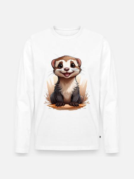 Ferret - Men's Premium Organic Long Sleeve Shirt - white