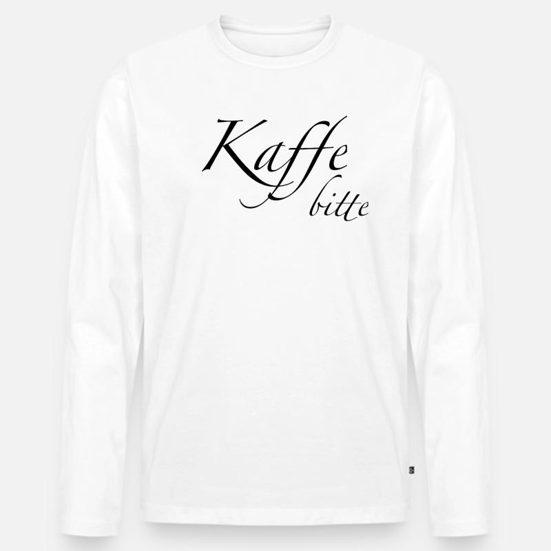 Kaffee bitte - Männer Premium Bio Langarmshirt - Weiß