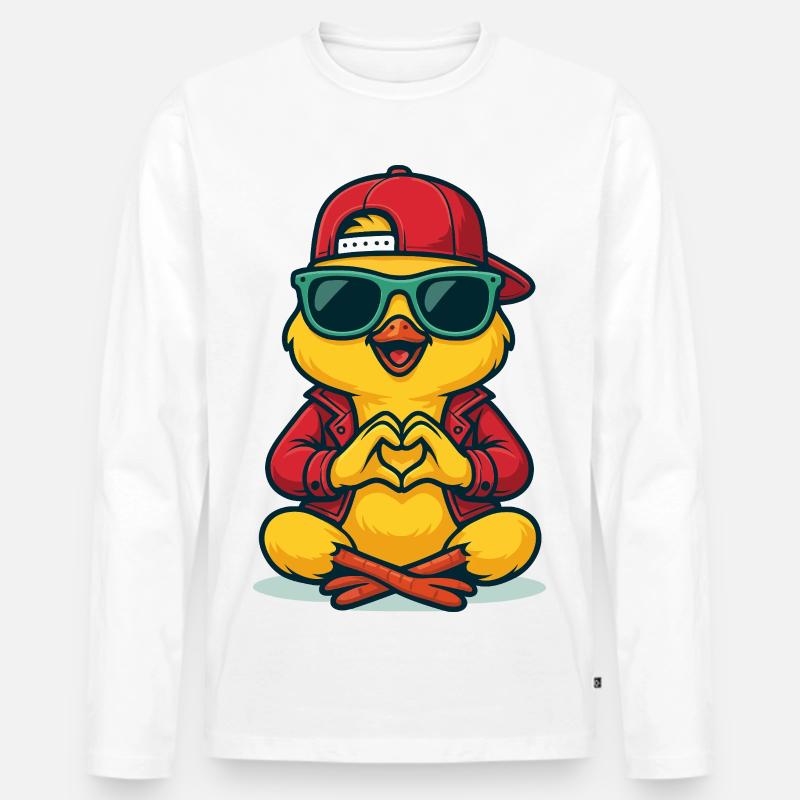 Chill Heart Chick - Männer Premium Bio Langarmshirt - Weiß