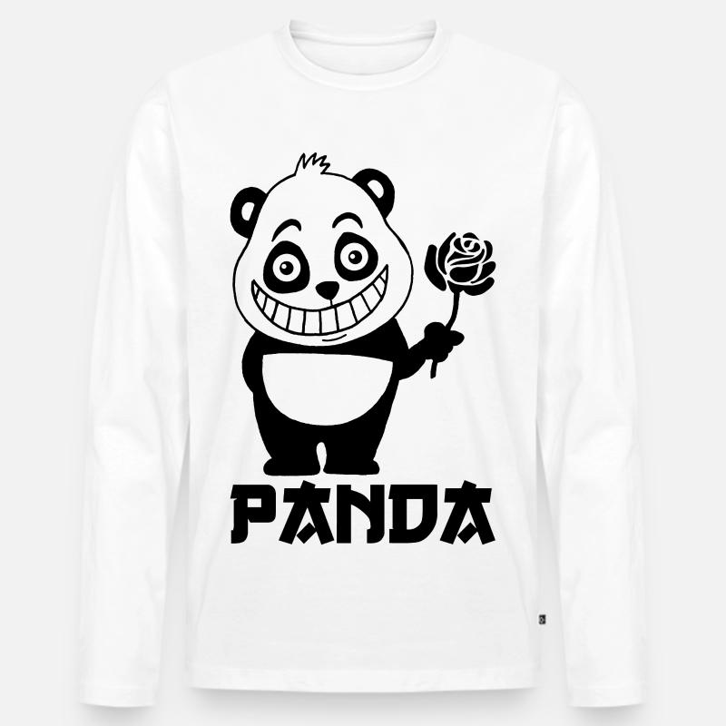 Niedlicher Panda - Männer Premium Bio Langarmshirt - Weiß