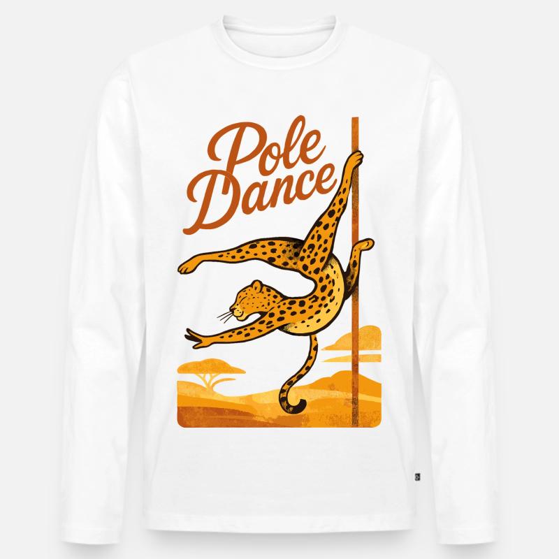 Pole Dance Leopardin Poledancerin Geschenk - Männer Premium Bio Langarmshirt - Weiß
