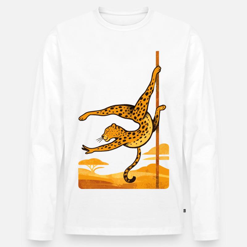 Pole Dance Leopardin Poledancerin Geschenk - Männer Premium Bio Langarmshirt - Weiß