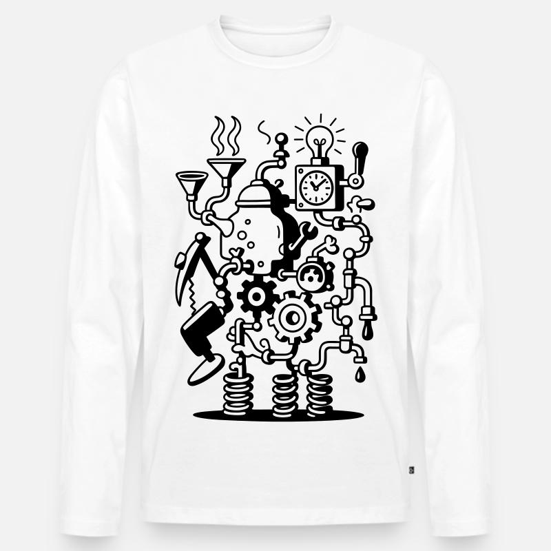 Crazy Machine - Männer Premium Bio Langarmshirt - Weiß