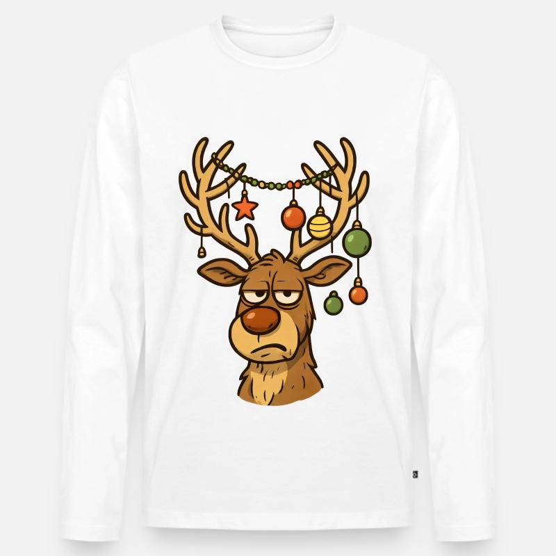 Weihnachts Hirsch mit Ornamenten - Männer Premium Bio Langarmshirt - Weiß