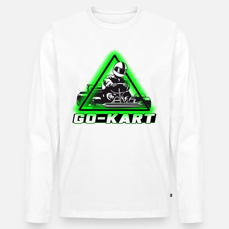 Go Kart - Männer Premium Bio Langarmshirt - Weiß