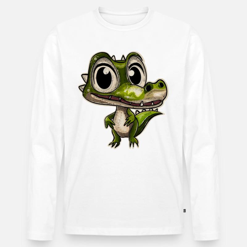 Alligator Krokodil - Männer Premium Bio Langarmshirt - Weiß