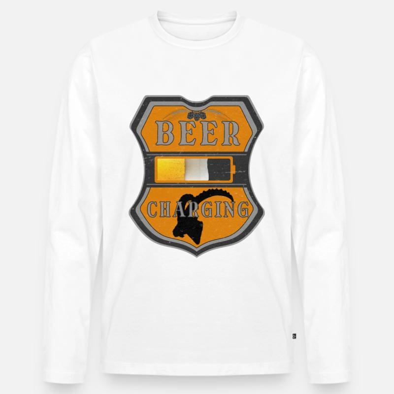 BEER CHARGING - Männer Premium Bio Langarmshirt - Weiß