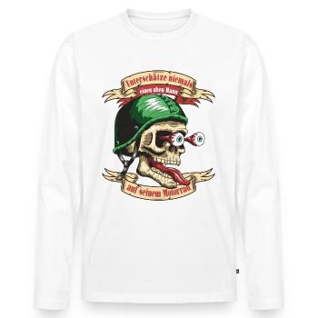 Alter Mann Motorrad Motorradfahrer Biker - Männer Premium Bio Langarmshirt - Weiß - Vorne - Nico (187cm)