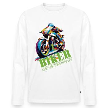 Motorrad Motorradfahrer Biker aus Leidenschaft - Männer Premium Bio Langarmshirt - Weiß - Vorne - Nico (187cm)