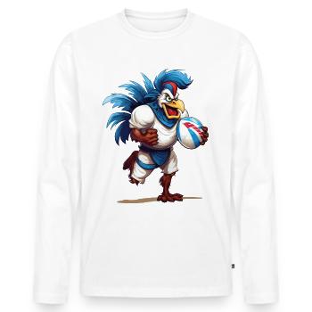 Rugby France Coq Ballon De Rugby Joueur Fan De Sport - T-shirt manches longues Premium bio Homme - blanc - Devant - Nico (187cm)