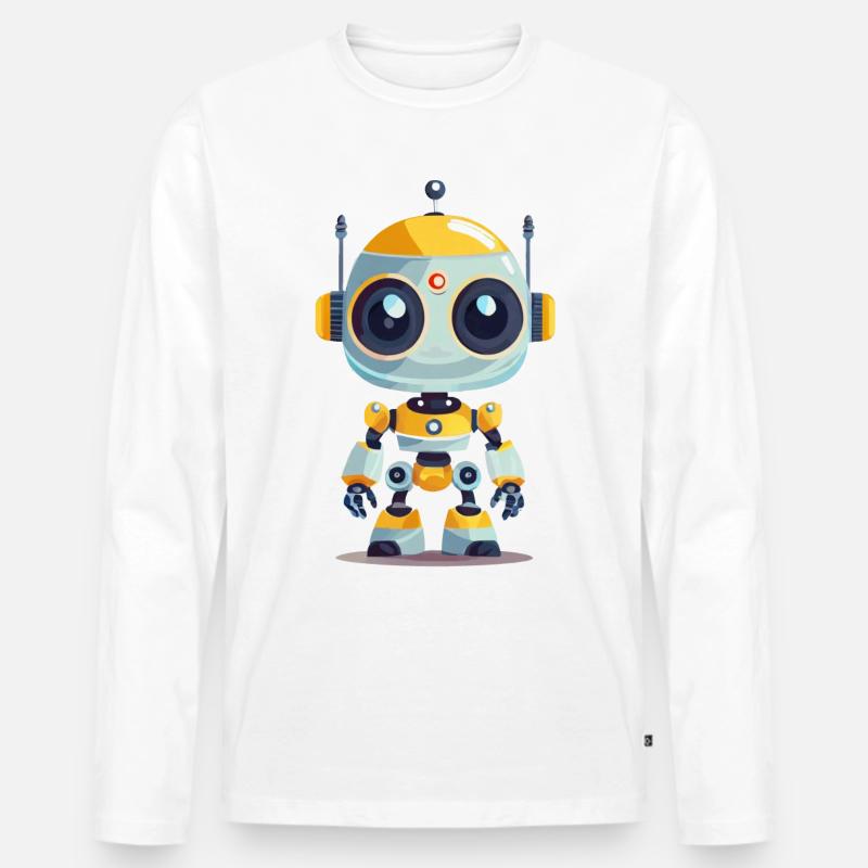 Ein niedlicher Roboter - Männer Premium Bio Langarmshirt - Weiß