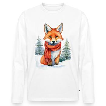 A fox with a scarf in the snow - Men's Premium Organic Long Sleeve Shirt - white - Front - Nico (187cm)