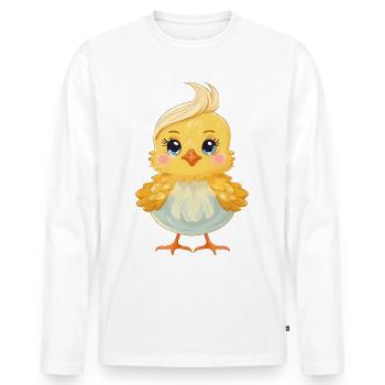 Chick with a funny hairstyle - Men's Premium Organic Long Sleeve Shirt - white - Front - Nico (187cm)