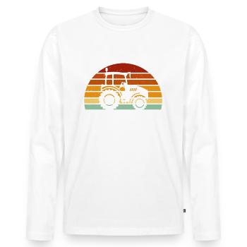 papa mit traktor Geschenk für vater bauer - Männer Premium Bio Langarmshirt - Weiß - Vorne - Nico (187cm)