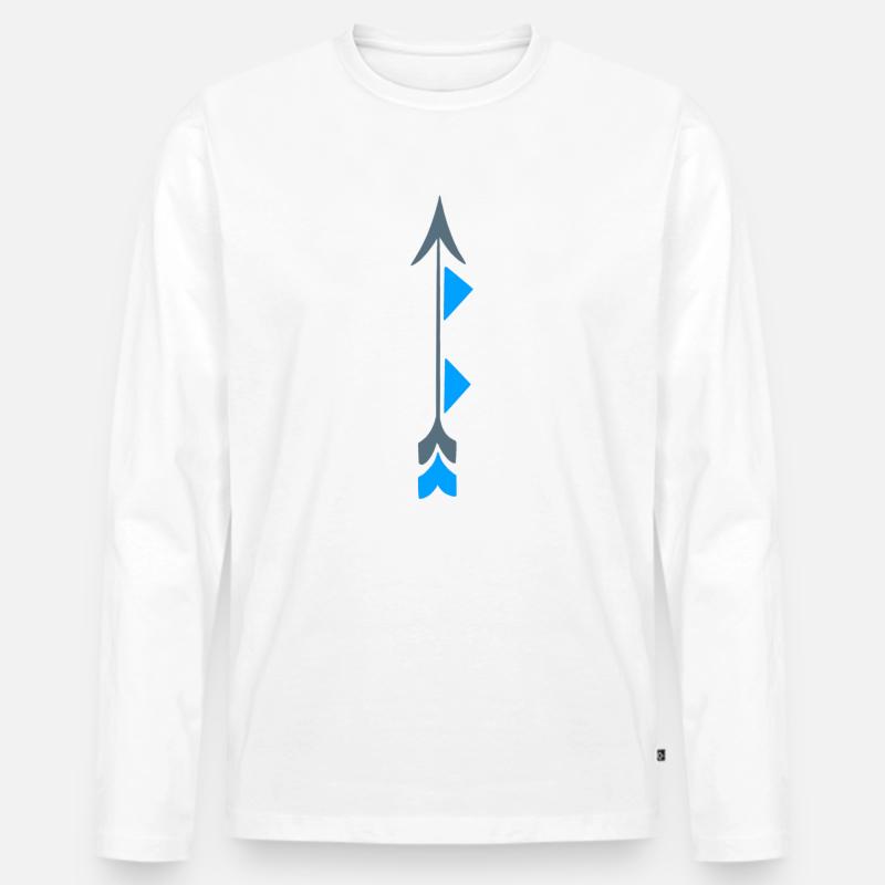 Bogenpfeil traditionelle Zeichnung - Männer Premium Bio Langarmshirt - Weiß