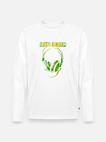 Sound system casque audio Free Party - T-shirt manches longues Premium bio Homme - blanc