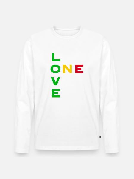 One love - green yellow red - Men's Premium Organic Long Sleeve Shirt - white