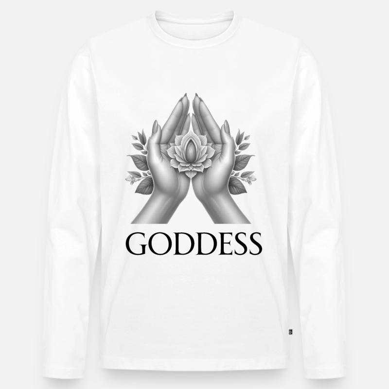 GODDESS (subtitle) #059 - Men's Premium Organic Long Sleeve Shirt - white