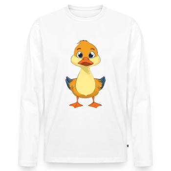 Cute Duck - Men's Premium Organic Long Sleeve Shirt - white - Front - Nico (187cm)
