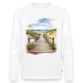 Dunes en bord de mer - T-shirt manches longues Premium bio Homme - blanc - Devant - Nico (187cm)