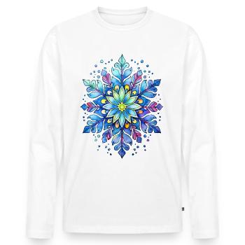 Flocon de neige en forme de mandala - T-shirt manches longues Premium bio Homme - blanc - Devant - Nico (187cm)