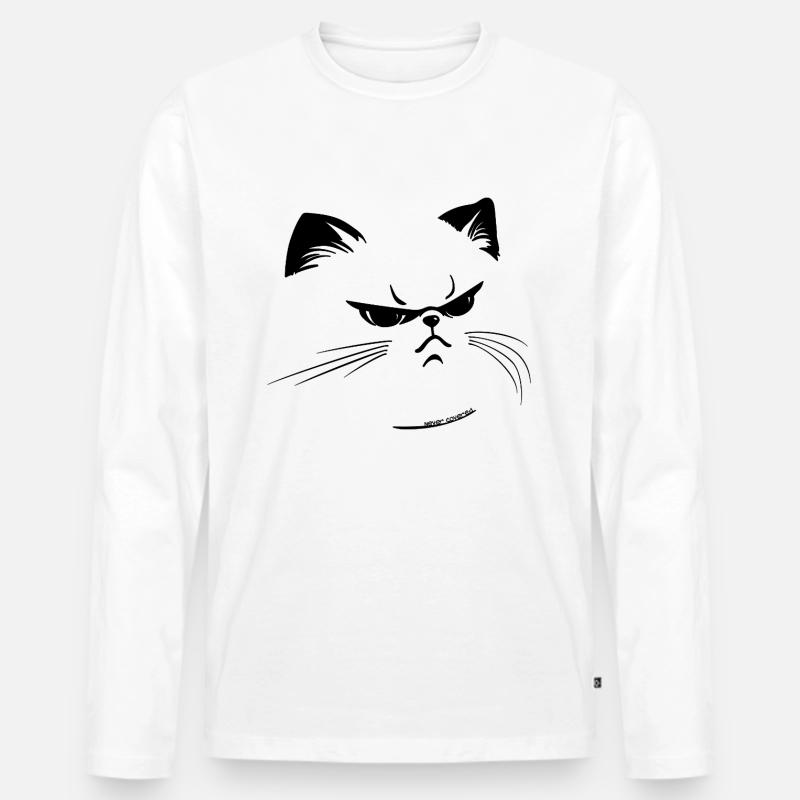 Mürrisch oder nicht? - Männer Premium Bio Langarmshirt - Weiß