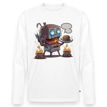 Grilling Bot - Men's Premium Organic Long Sleeve Shirt - white - Front - Nico (187cm)