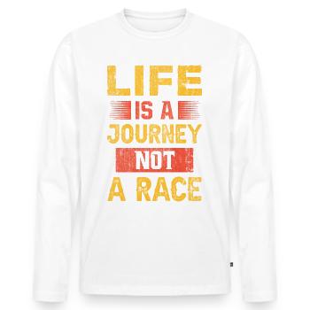Life is a journey - attitude to life - Men's Premium Organic Long Sleeve Shirt - white - Front - Nico (187cm)