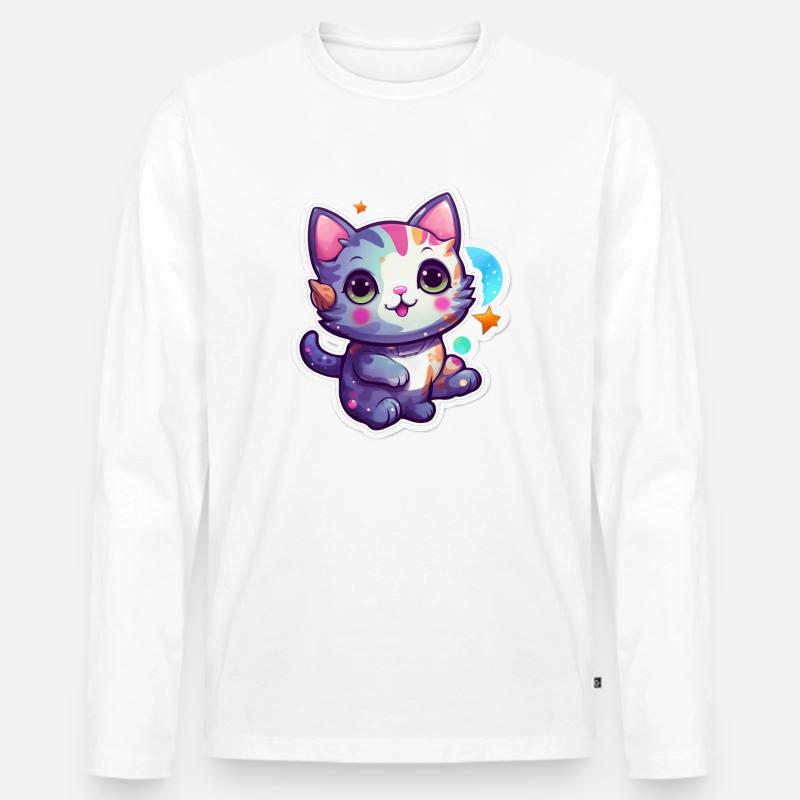 a cute little kitty - Männer Premium Bio Langarmshirt - Weiß