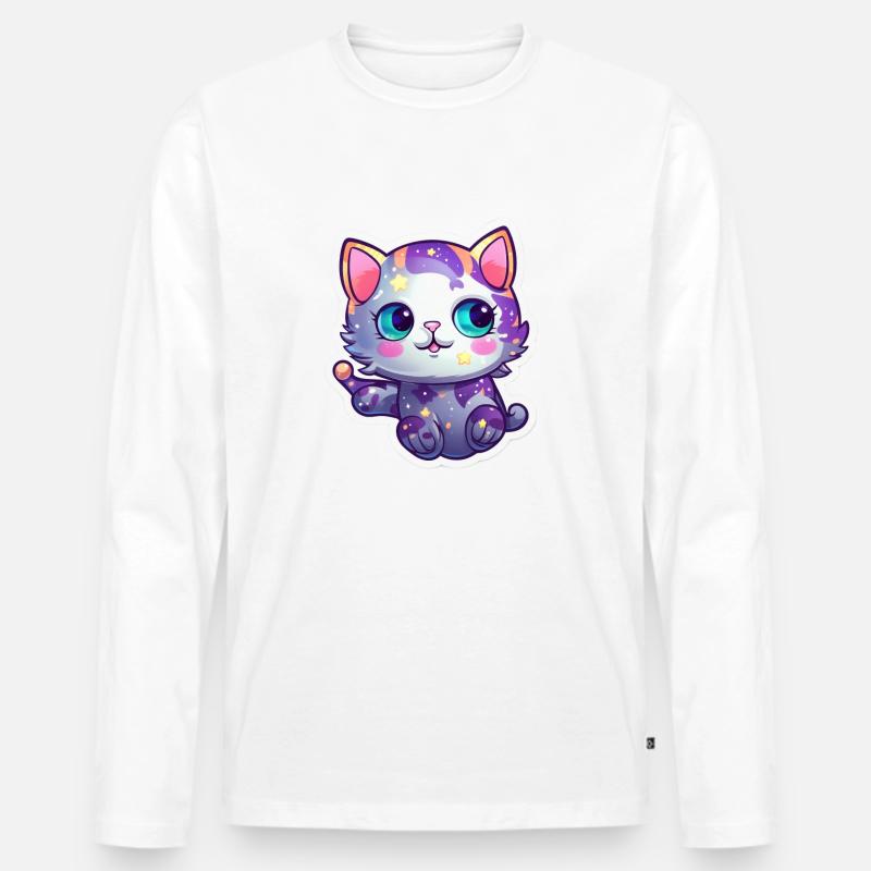 a cute space kitty - Männer Premium Bio Langarmshirt - Weiß