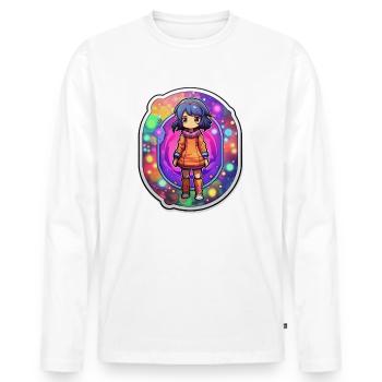 Cartoonish Dimension Traveler Standin - Männer Premium Bio Langarmshirt - Weiß - Vorne - Nico (187cm)