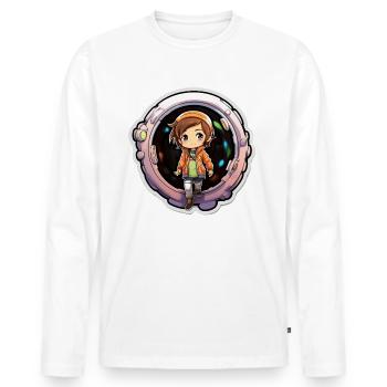 Whimsical Wanderer Cartoon Dimension Traveler - Männer Premium Bio Langarmshirt - Weiß - Vorne - Nico (187cm)