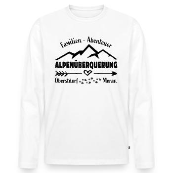 Alpenüberquerung Familie Abenteuer E5 - Männer Premium Bio Langarmshirt - Weiß - Vorne - Nico (187cm)