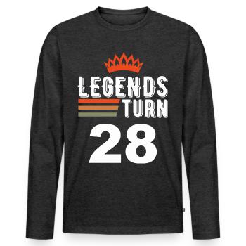 Legenden werden 28, 28 Geburtstag - Männer Premium Bio Langarmshirt - Anthrazit meliert - Vorne - Nico (187cm)