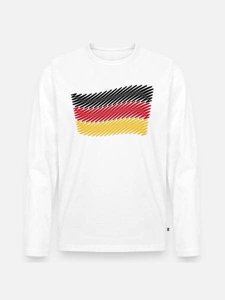 National Flag Of Germany (Scribble) - Men's Premium Organic Long Sleeve Shirt - white