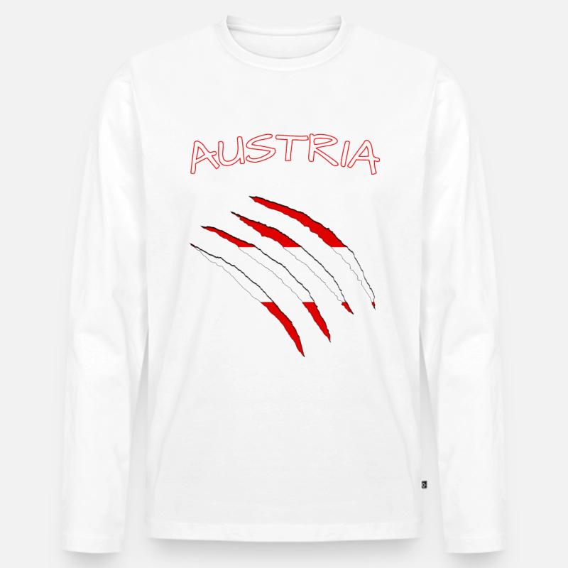 Austria Risse - Männer Premium Bio Langarmshirt - Weiß