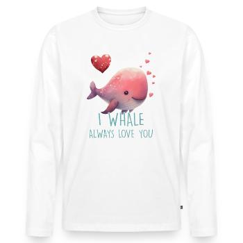I Whale Always Love You - Men's Premium Organic Long Sleeve Shirt - white - Front - Nico (187cm)